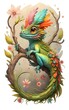 Lizard Illustration Colorful Art