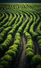 Wall Mural - Aerial view of pattern of plantation