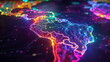 © chocoloki - map of south america highlighted in neon light