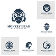 Set of Monkey head logo design vector. Angry Monkey illustration logo concept