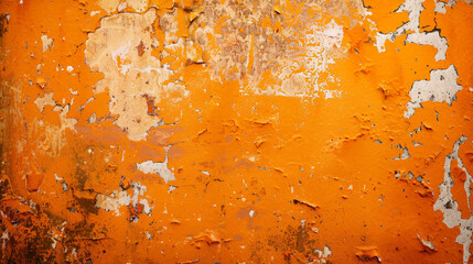 Wall Mural - Weathered grunge texture in bright orange, perfect for artistic and dynamic backgrounds.