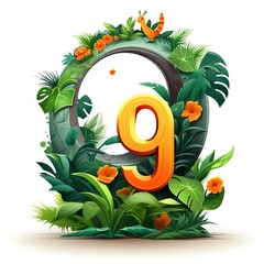 Letter O in floral style. Amazing isolated font.