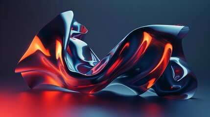 Wall Mural - a high-resolution, sharp image of a 3d modern-style amorphous shape bending and bleeding off in all 