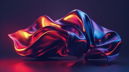 Wall Mural - a high-resolution, sharp image of a 3d modern-style amorphous shape bending and bleeding off in all 