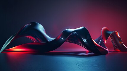 Wall Mural - a high-resolution, sharp image of a 3d modern-style amorphous shape bending and bleeding off in all 