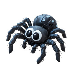 3D rendering of a cute and friendly cartoon spider isolated on a transparent background