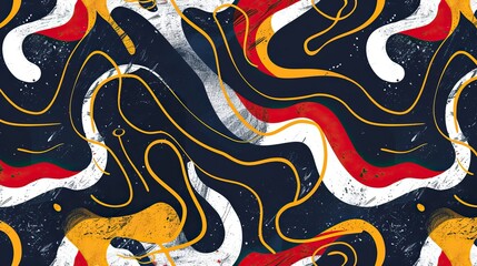 Wall Mural - Swirling pattern of red yellow white and blue in abstract design