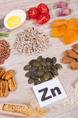 Wall Mural - Healthy food as source natural zinc, fiber and other vitamins or minerals