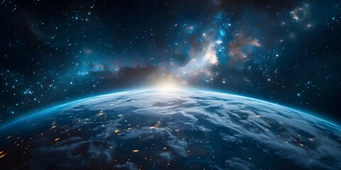 Wall Mural - futuristic space and colonization concept with stunning cosmic scenery of planets stars and galaxies