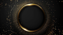 Circle Geometric Luxury Gold Black With Particles Glowing Background.
