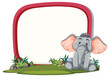 Vector illustration of a cheerful elephant near a sign