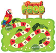Colorful parrot on a fun board game layout