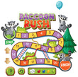 Colorful board game with raccoons and playful elements