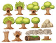 Collection of different trees and rock formations