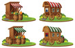 Vector illustrations of market stalls and wagons