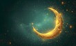 Eid Mubarak greetings with glowing Islamic moon on bokeh background, social media post design, Islam, Religion concept