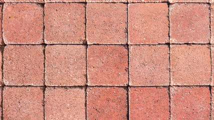 Wall Mural - Brick home floor cobblestone red color pink retro square vintage texture background