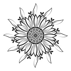 Poster - Hand drawn floral drawing illustration. Floral Line art for print or use as tattoo, card, poster, flyer or T Shirt