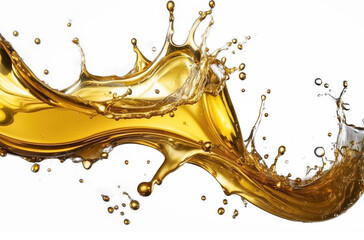 Gold oil liquid splashing. Oil splash in transparent background. Gold liquid splash. 