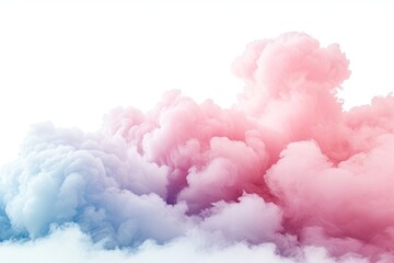 Whimsical cotton candy clouds photo on white isolated background