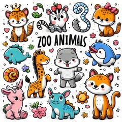  Cartoon Design of Zoo Animals