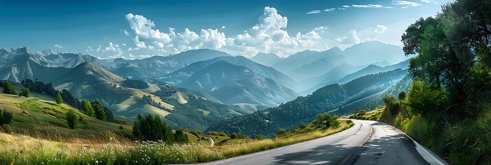 Wall Mural - Landscape tourist path iconic winding curved road Italy Piedmont Alps circa September 2013 realistic nature and landscape