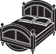 Isolated black and white icon of a single bed. illustration design
