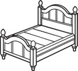 Bed in black and white.  illustration of a single bed.