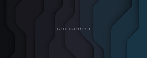 Wall Mural - Black modern texture background with blue layers decorative design