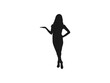 © ultra designer - Business people show something vector. Silhouette of woman presenting something. Business and finance concept vector. silhouette of business woman show something with white background.