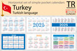 © saidauita - Turkish horizontal set of pocket calendar for 2025. Week starts Sunday