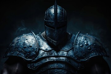 background of brave knight and big muscle with armor covering the body