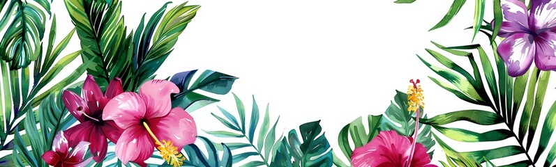 watercolor flowers  and tree