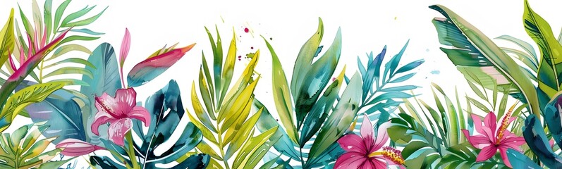 watercolor flowers  and tree