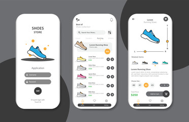 Wall Mural - online shoe store design for mobile applications. shoe purchasing platform screen. graphical user in