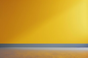 Wall Mural - A minimalist dark yellow studio backdrop with a smooth gradient, complemented by a neutral grey floor, offering ample copy space for design or text 