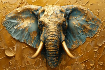 Wall Mural - elephant golden animal artwork fine art gold luxury art