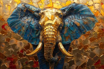 Wall Mural - elephant golden animal artwork fine art gold luxury art