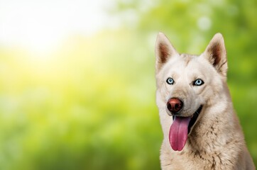 Canvas Print - Beautiful smart dog standing in forest