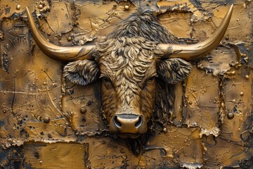 Wall Mural - luxury gold animal artwork fine art golden plated cow