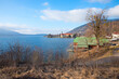 view to lake Tegernsee, boathouses and castle. tourist resort bavaria
