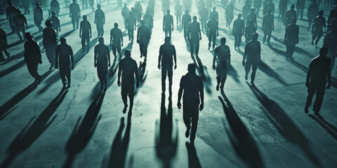 Poster - A group of people walking in the dark