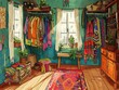 Bohemian Style Clothes Storage Room