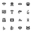 Pet, domestic animals vector icons set