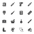 Pharmacy related vector icons set