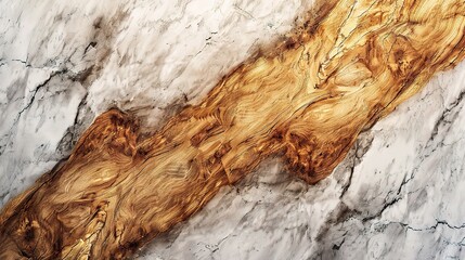 Wall Mural - backdrop of sleek marble, a light walnut wood texture adds warmth and texture