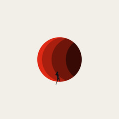 Wall Mural - Business courage vector concept. Symbol of new opportunity, stepping into unknown. Minimal illustration.