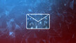 E-mail mail icon with binary numbers illustration, cyberspace concept background. 