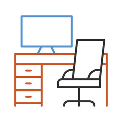 Wall Mural - workspace icon, work environment symbol, office space icon, ready to use