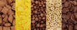 Close up of different types of cereals